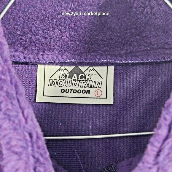 Vintage Black Mountain Outdoor Heavy Fleece Jacket Sz Large Purple Chic Red Hat - Picture 9 of 9